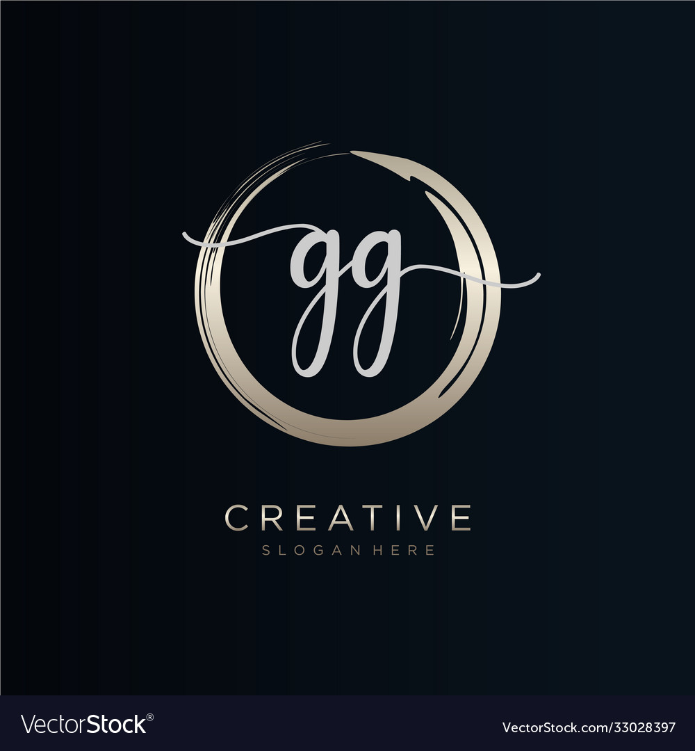 Gg initial handwriting logo template Royalty Free Vector