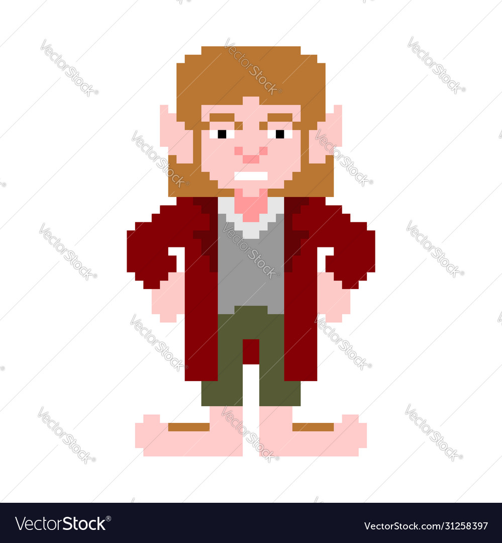 Hobbit pixel art little man isolated magic