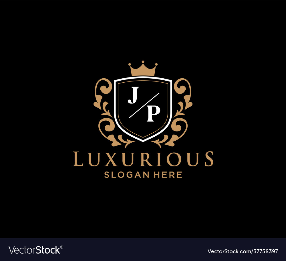 Initial jp letter royal luxury logo template Vector Image