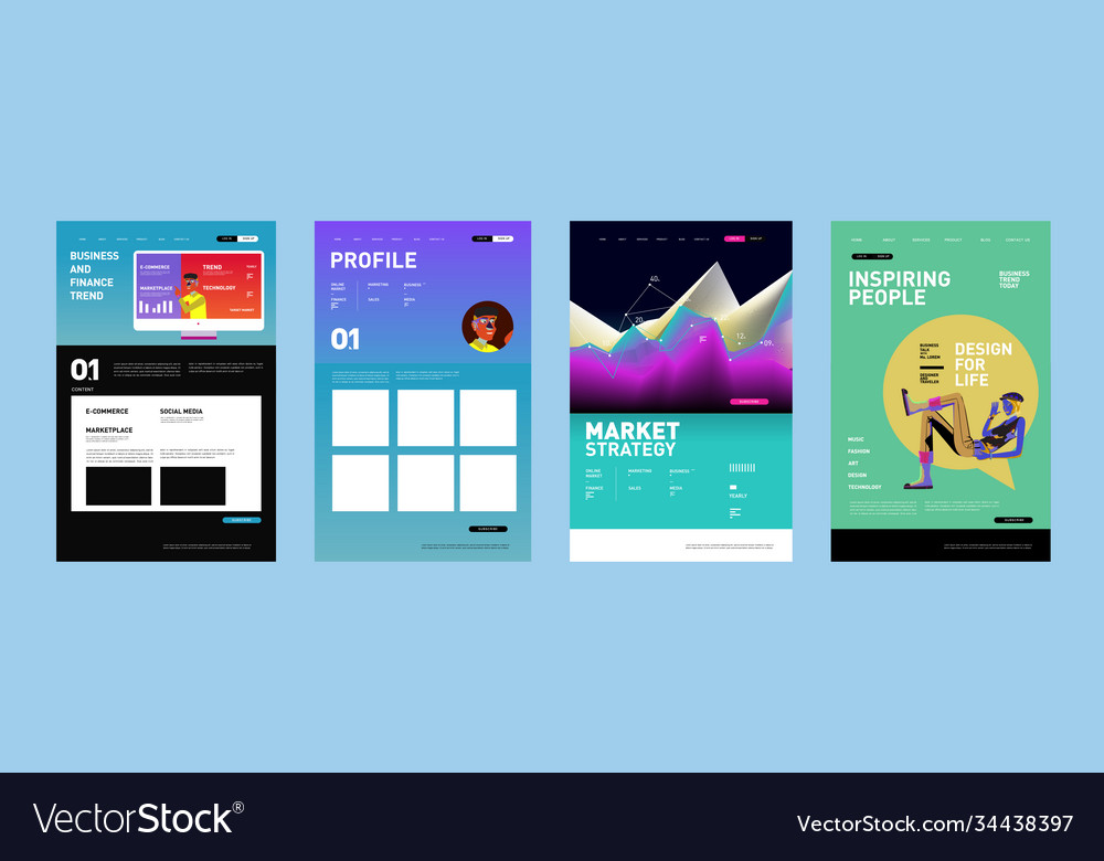 Presentation and website interface layout design Vector Image Presentation and website interface layout design