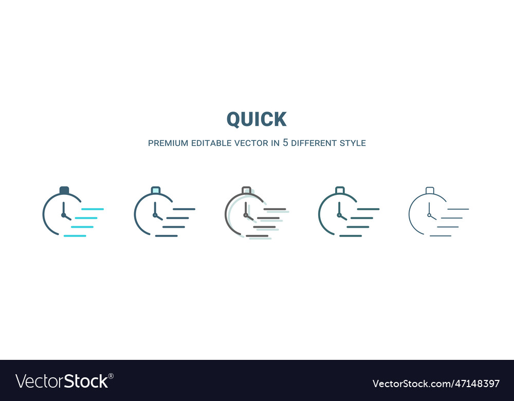 Quick icon in 5 different style outline filled