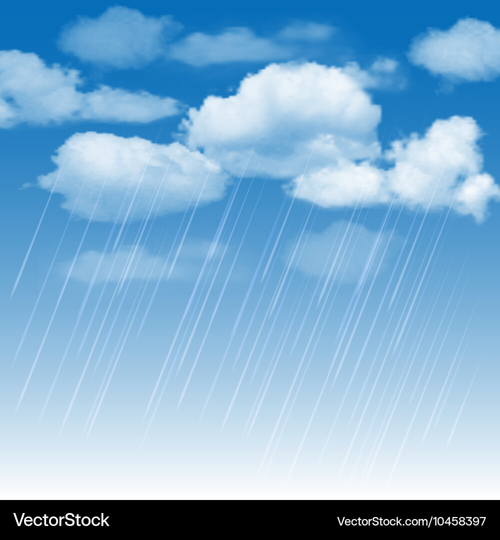 Rainclouds And Rain In Blue Sky Royalty Free Vector Image