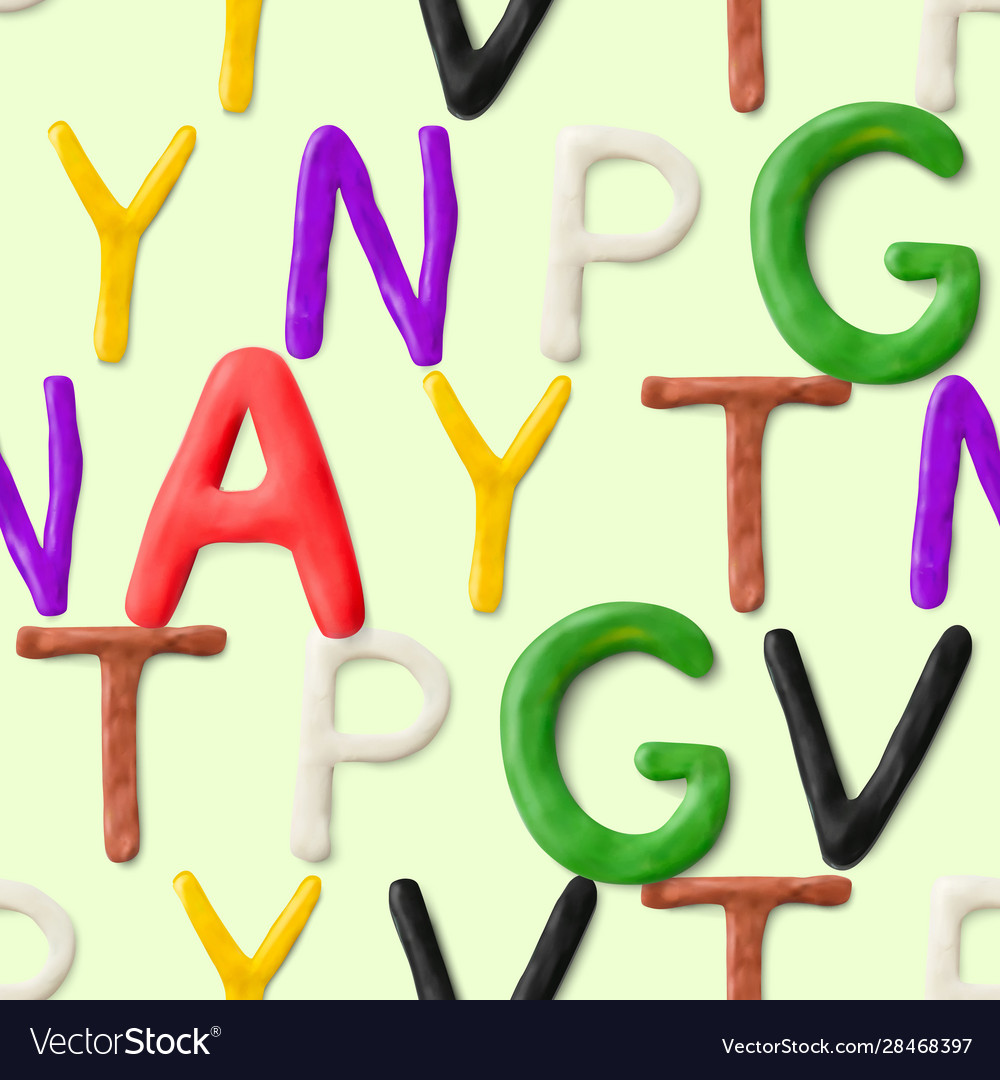 Seamless pattern with alphabet handmade modeling