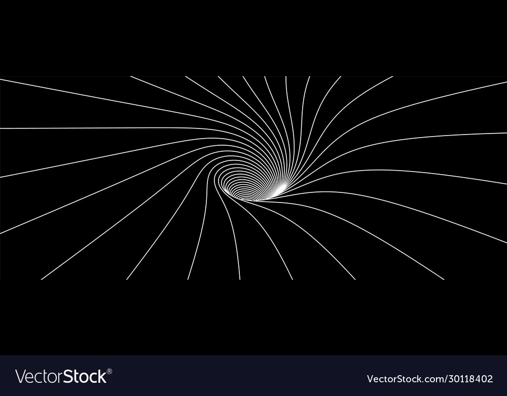 Abstract striped wireframe background with tunnel