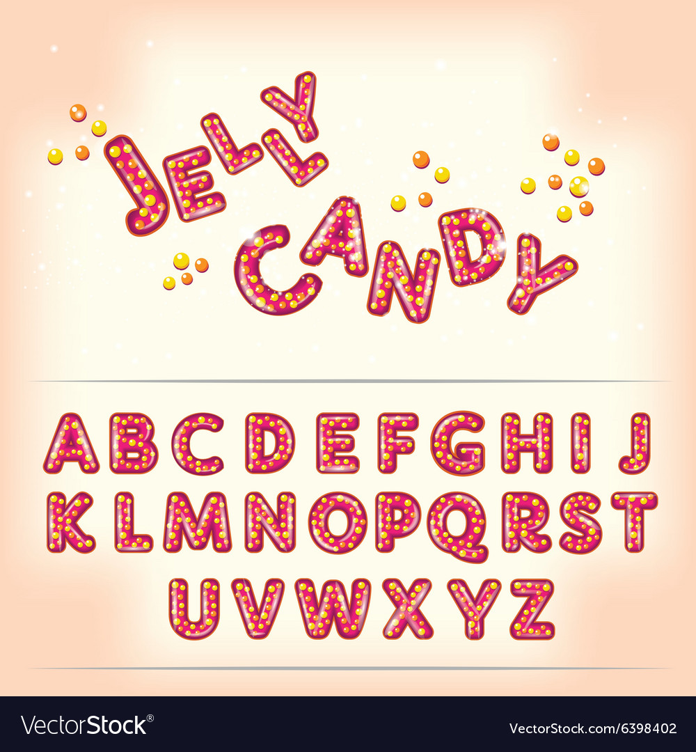 Comic cartoon jelly candy style alphabet