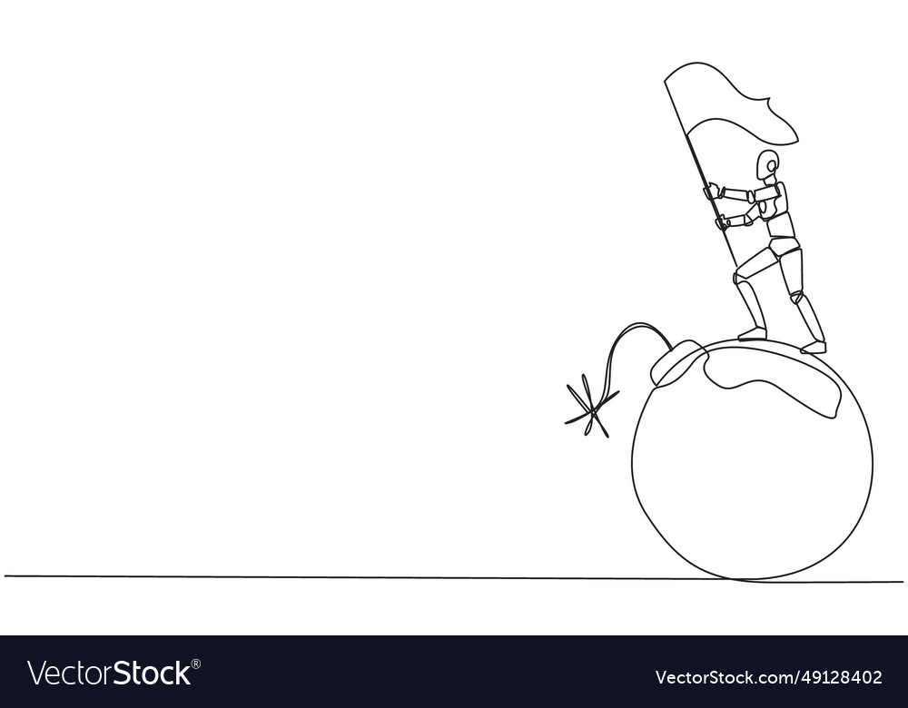 Continuous one line drawing of robotic artificial vector image Continuous one line drawing of robotic artificial