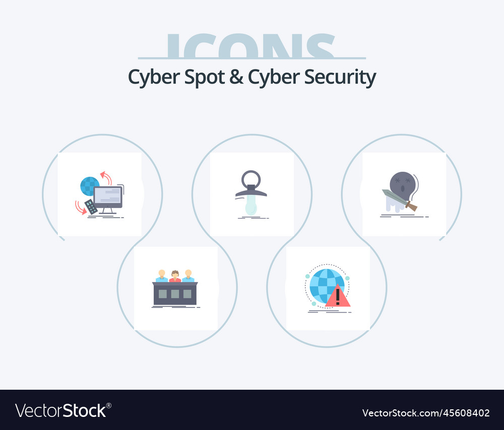 Cyber spot and security flat icon pack 5