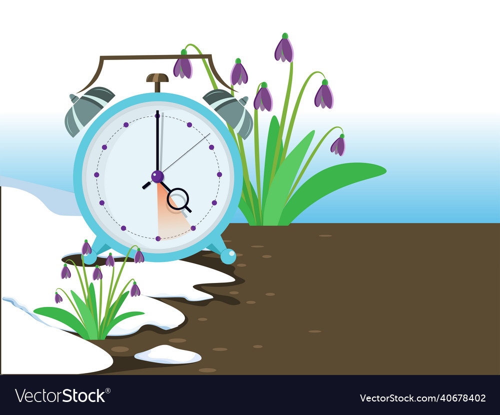 Daylight saving time banner clocks move forward Vector Image