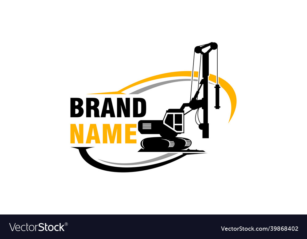 Drill rig logo template heavy equipment logo Vector Image