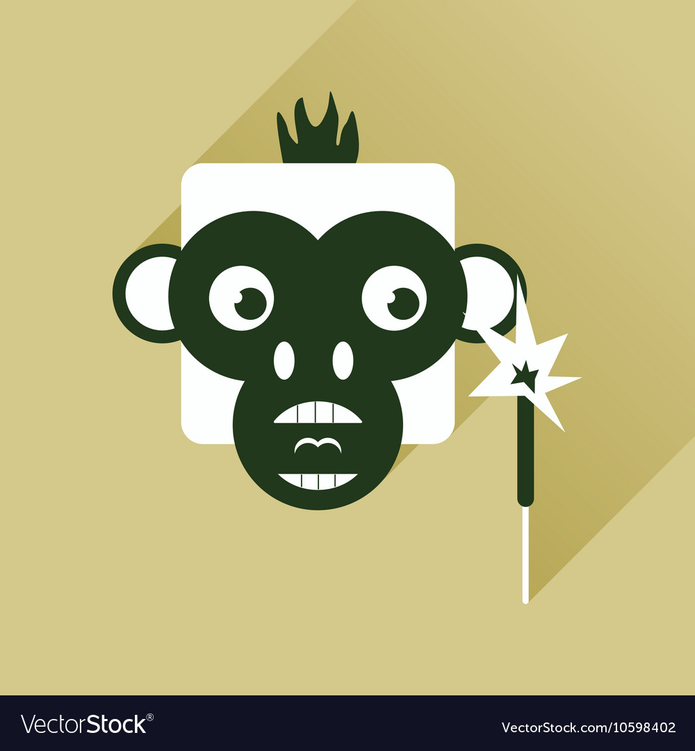 Flat web icon with long shadow monkey