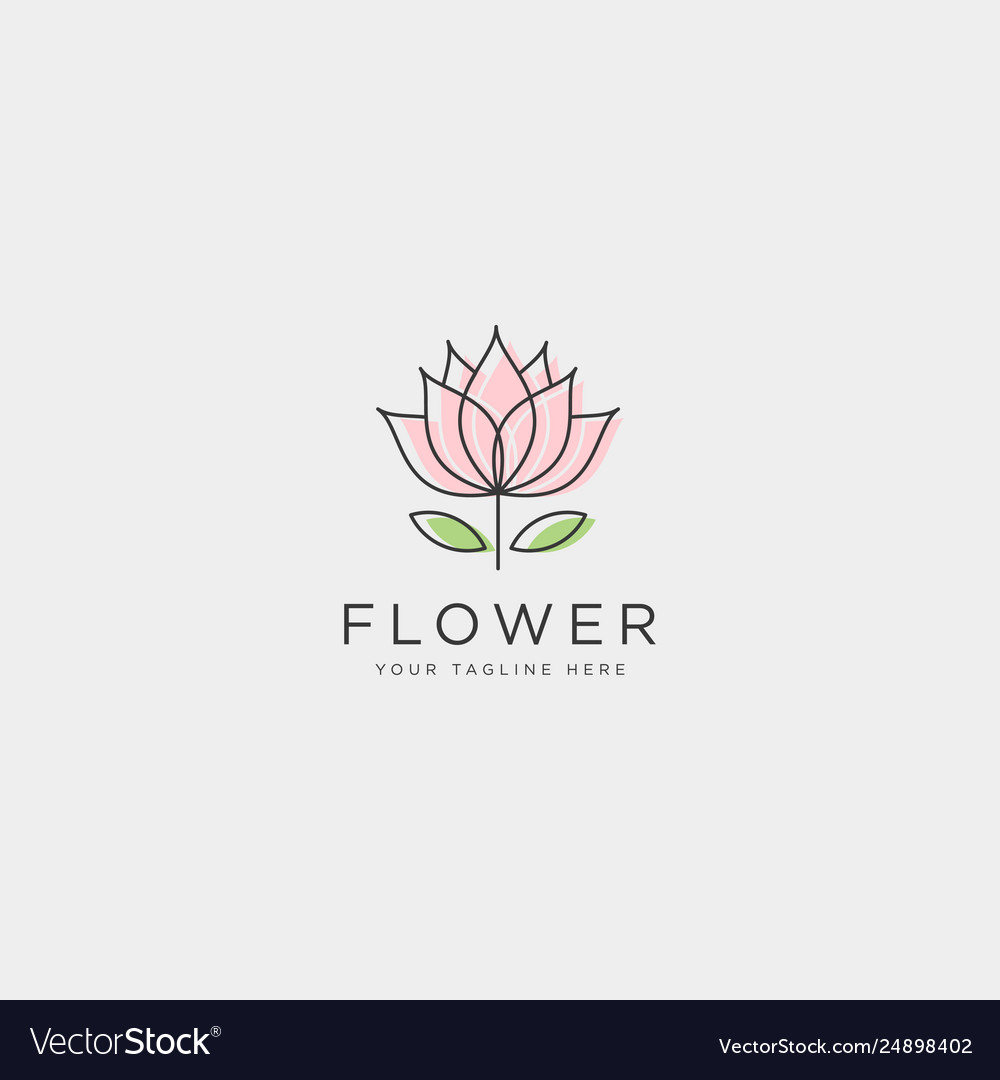 Flower floral line beauty premium simple logo