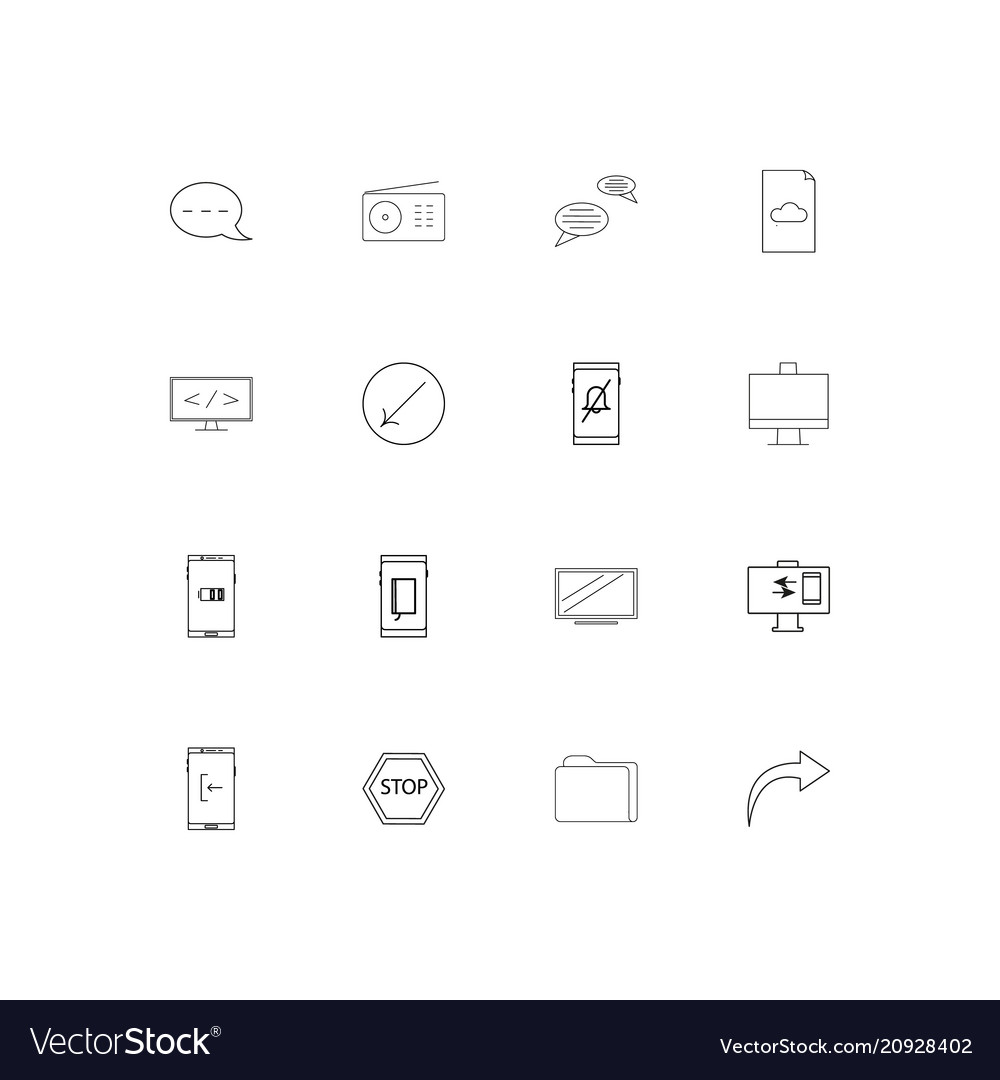 Network and database linear thin icons set