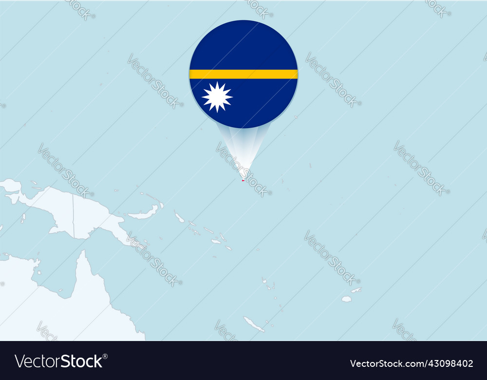 Oceania with selected nauru map and flag