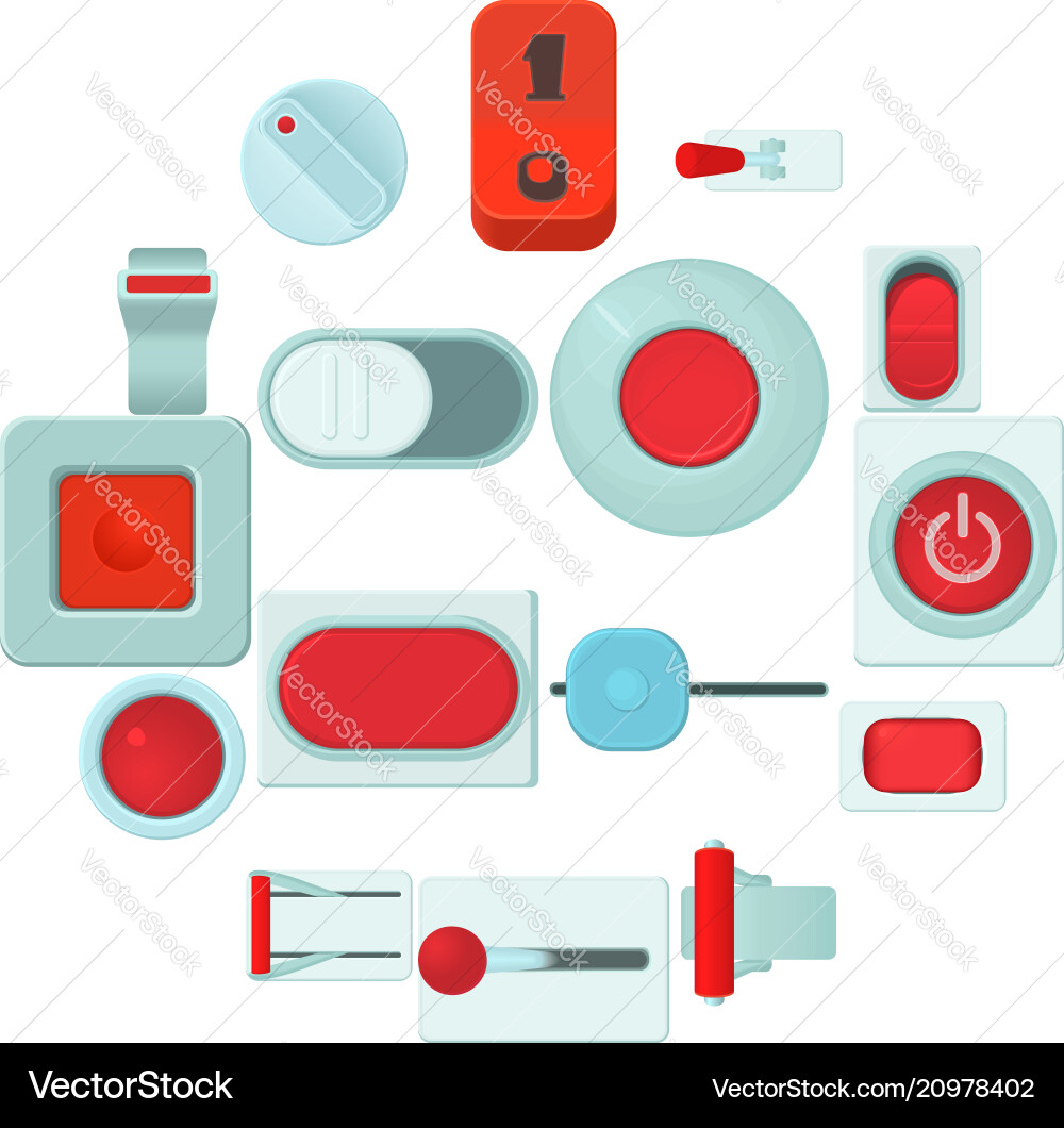 On off switch web buttons icons set cartoon style Vector Image