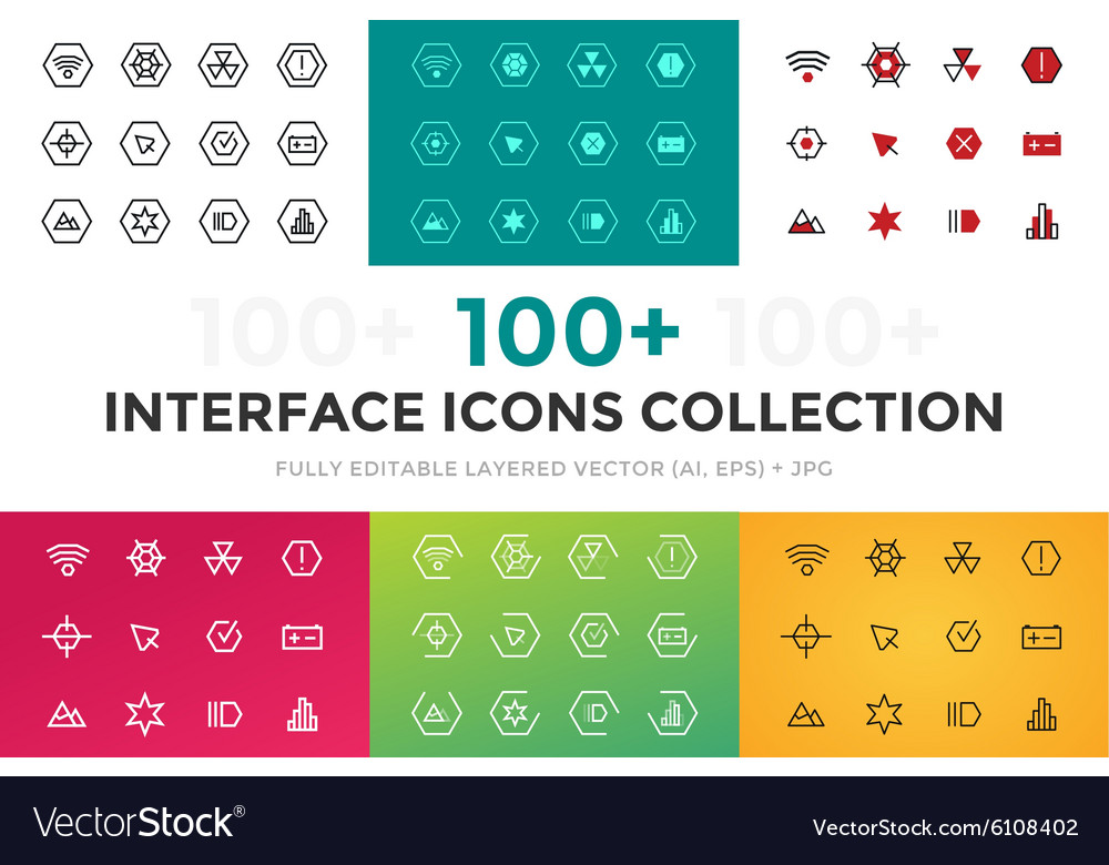 Outline ui technology icons set