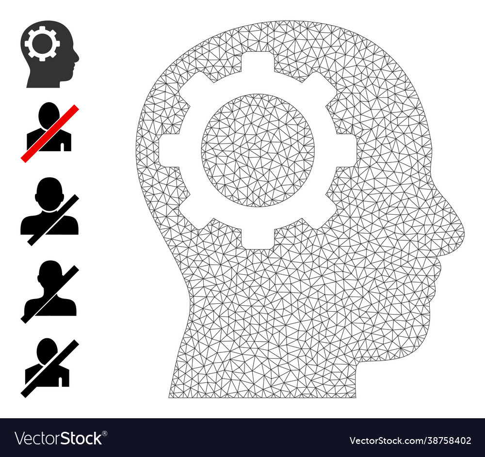 Polygonal net intellect gear icon with simple vector image Polygonal net intellect gear icon with simple