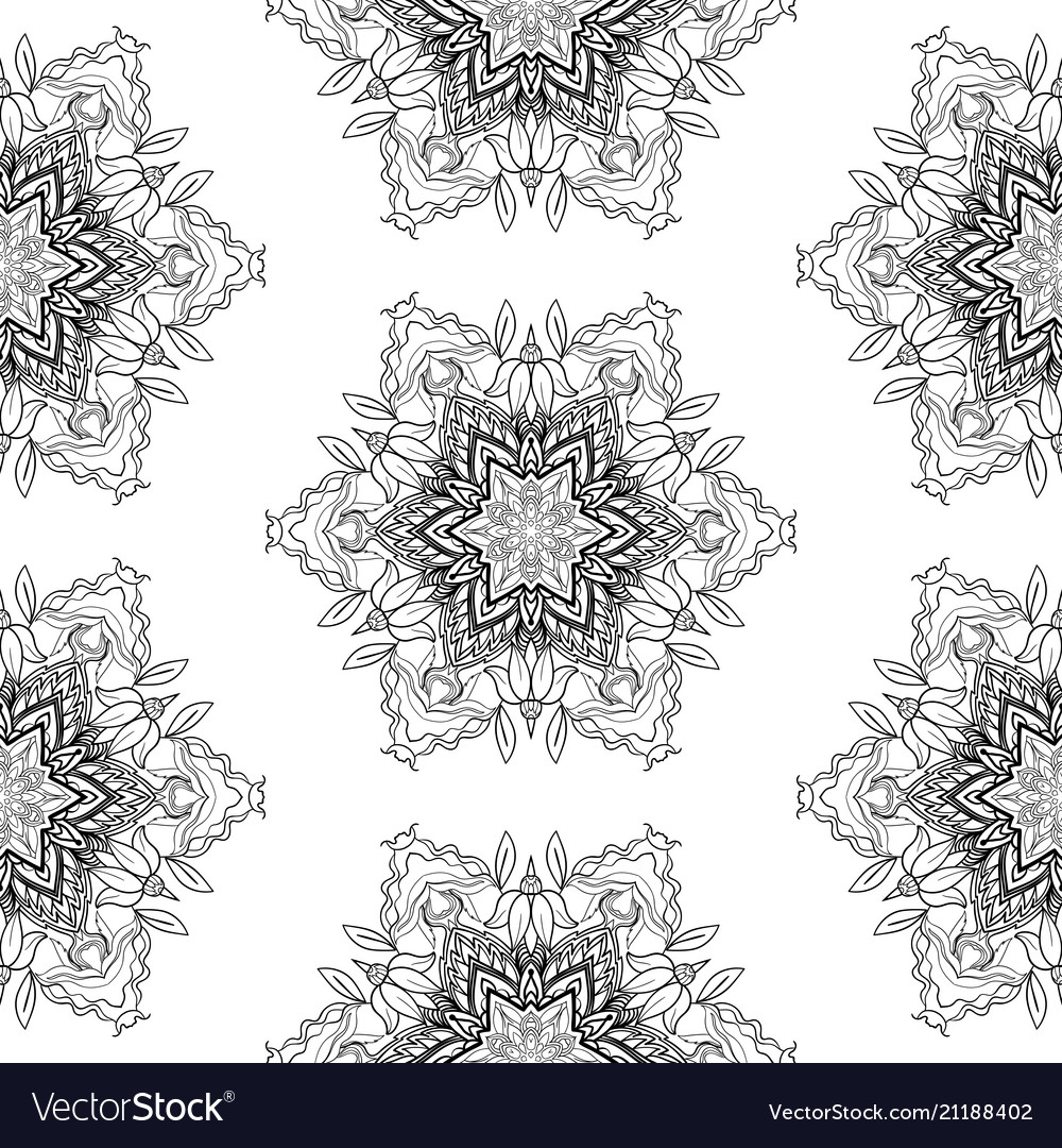 Seamless pattern flower mandala vintage