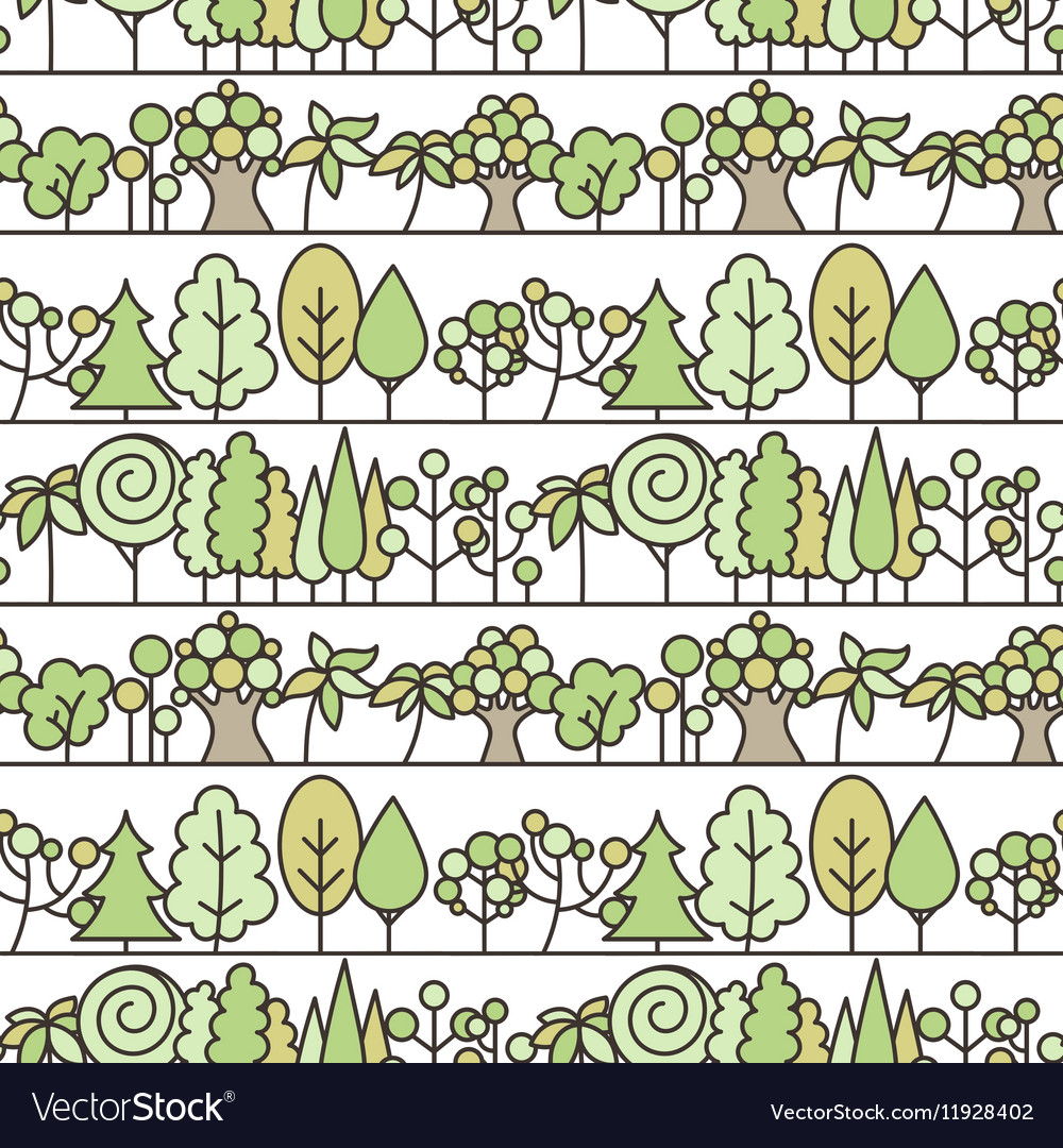 Seamless tree pattern background line ornament