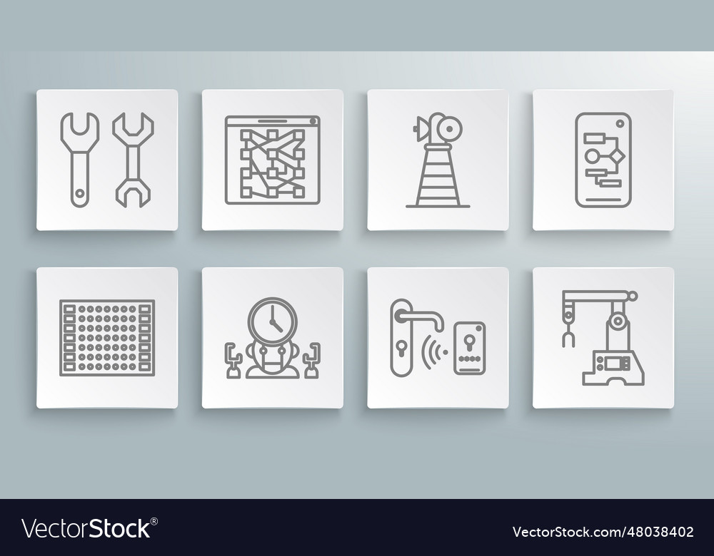 Set line printed circuit board pcb robot Vector Image Set line printed circuit board pcb robot
