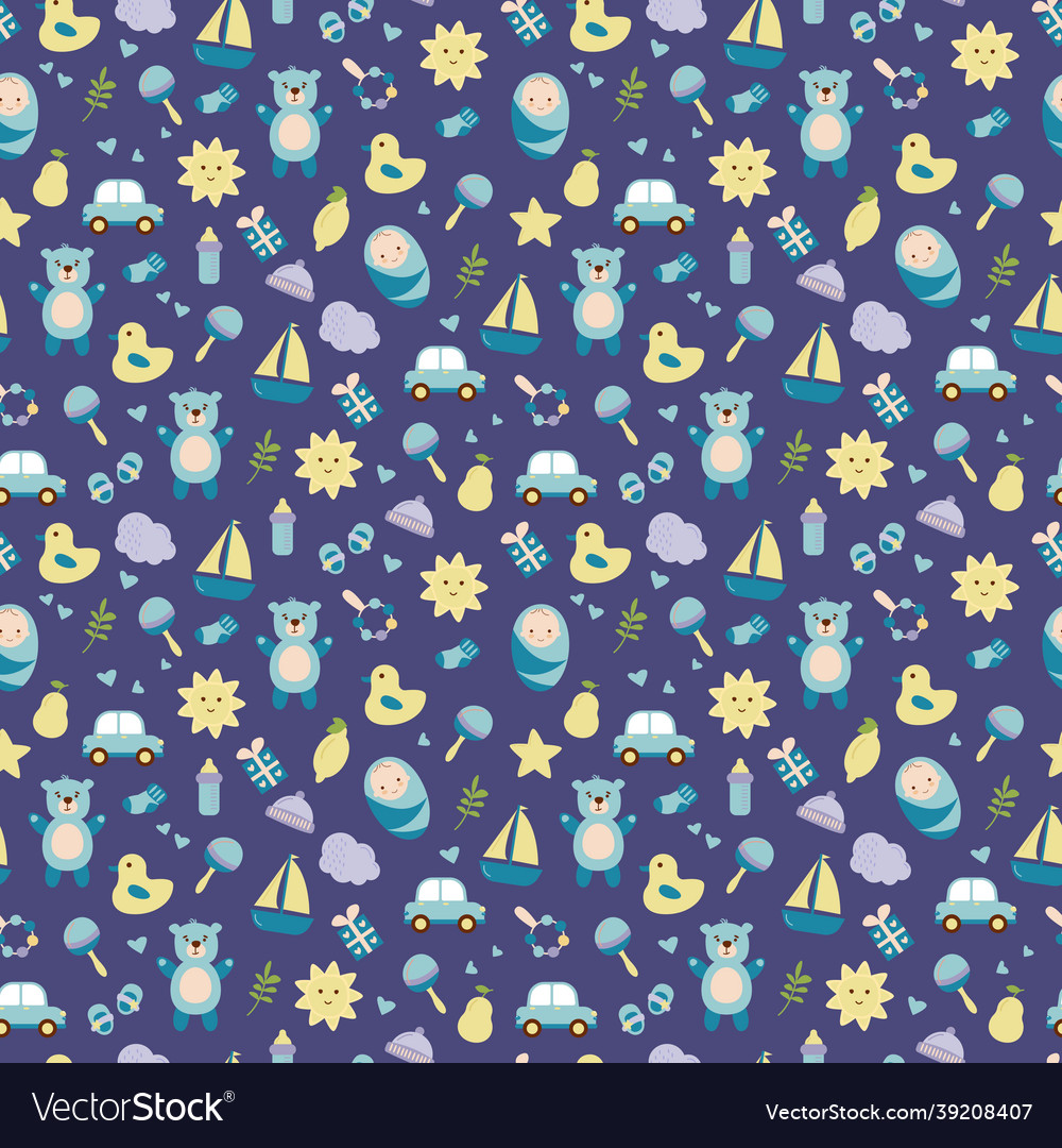 Baby pattern with child toys objects