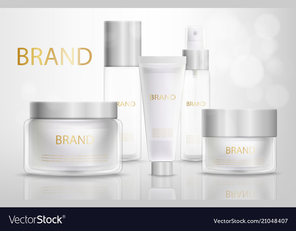 Beauty products containers realistic set Vector Image