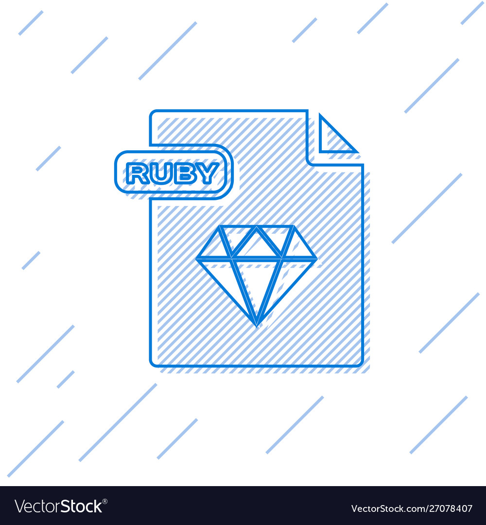 Blue line ruby file document download button vector image Blue line ruby file document download button