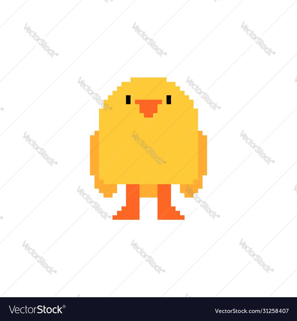 Chick pixel art little chicken 8 bit Royalty Free Vector