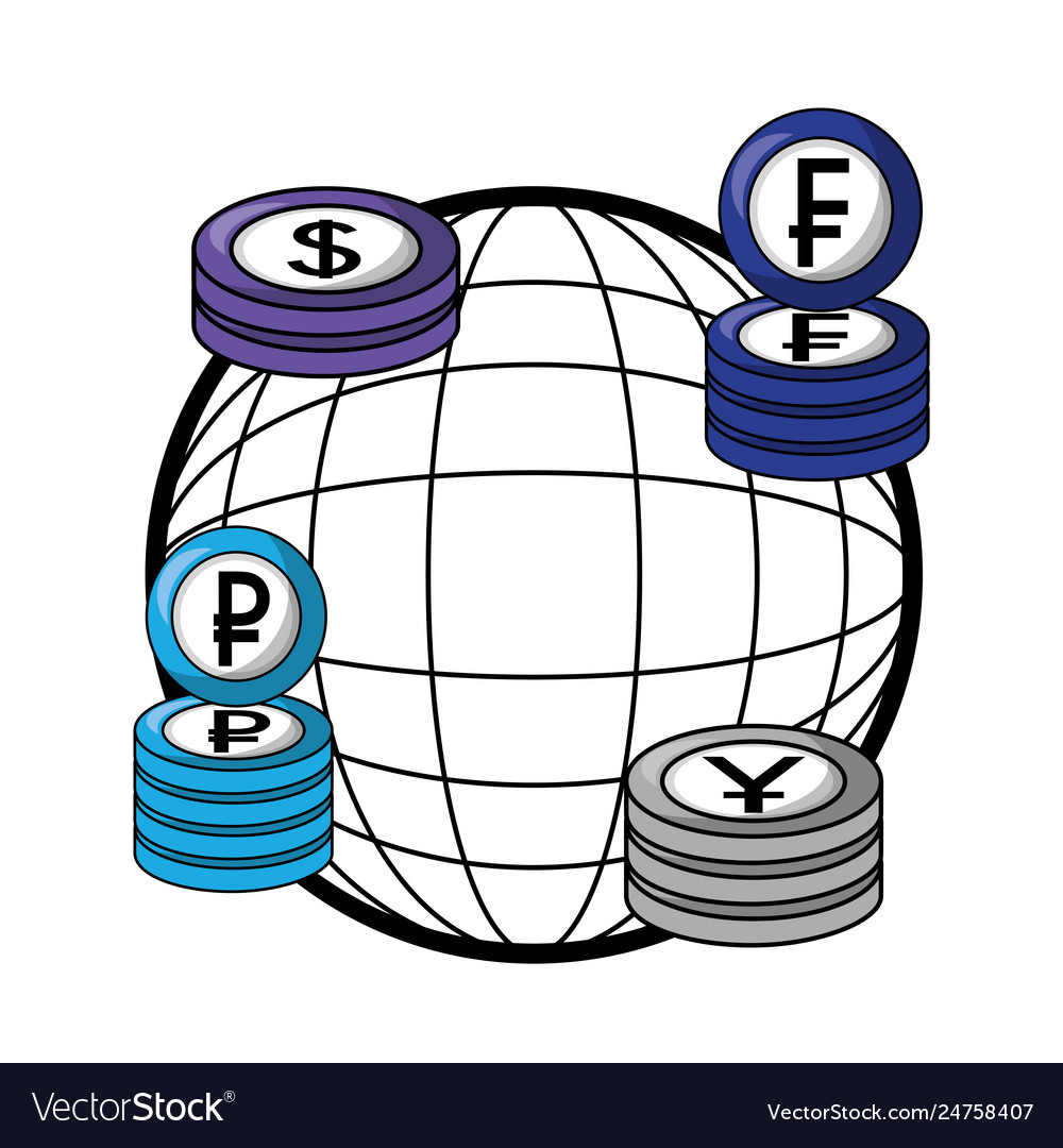Crypto coins with sphere isometric pattern