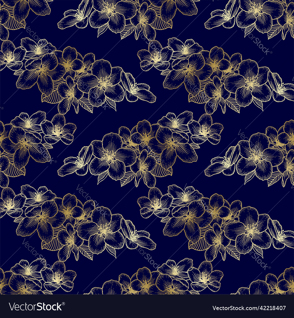 Golden seamless floral pattern botanical Vector Image