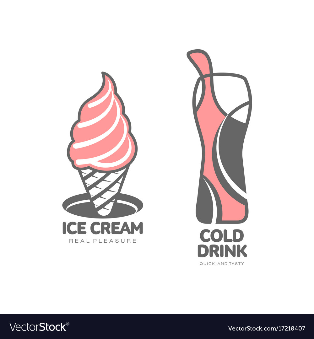 Ice cream cone and cold drink glass icon