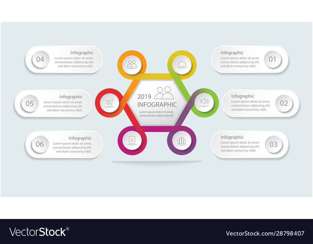 Infographic template with 6 steps or option