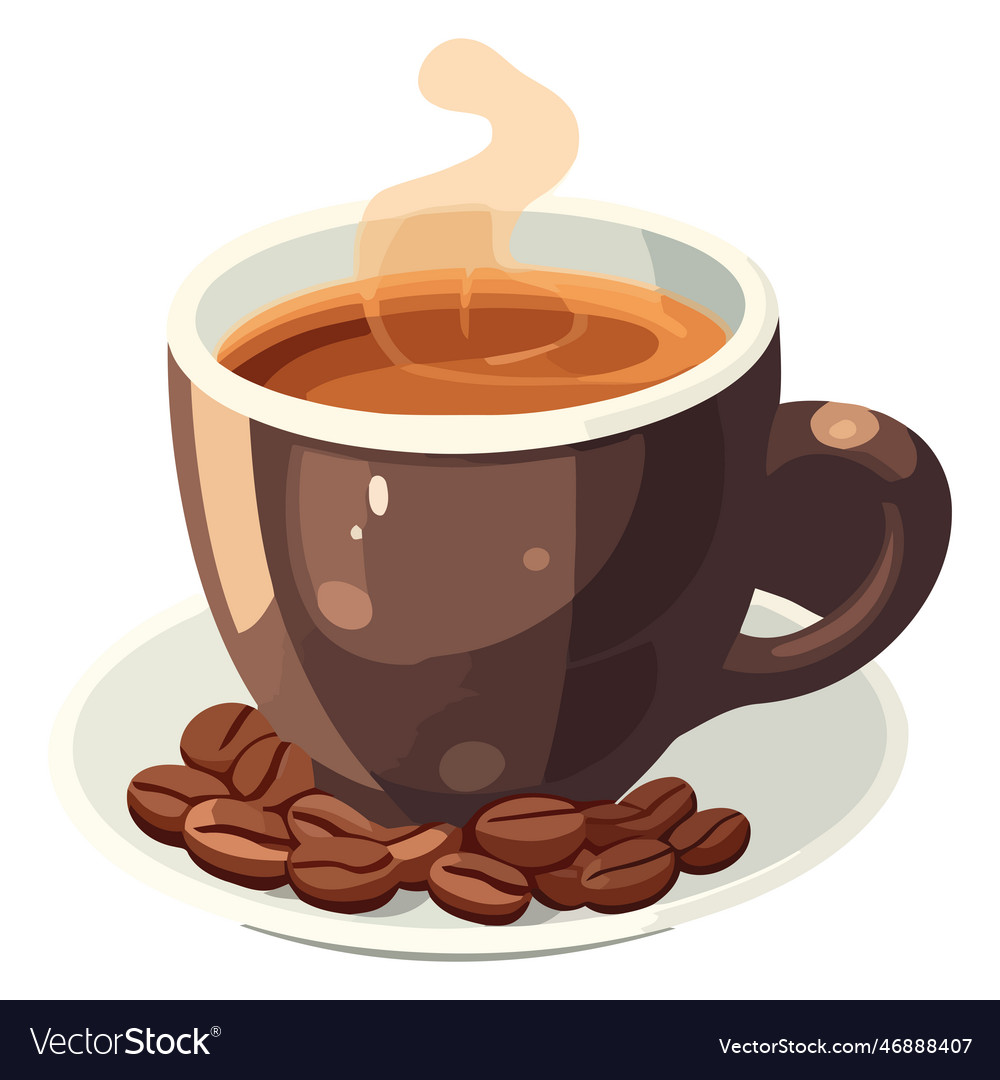 Mug of fresh organic cappuccino with steam Vector Image