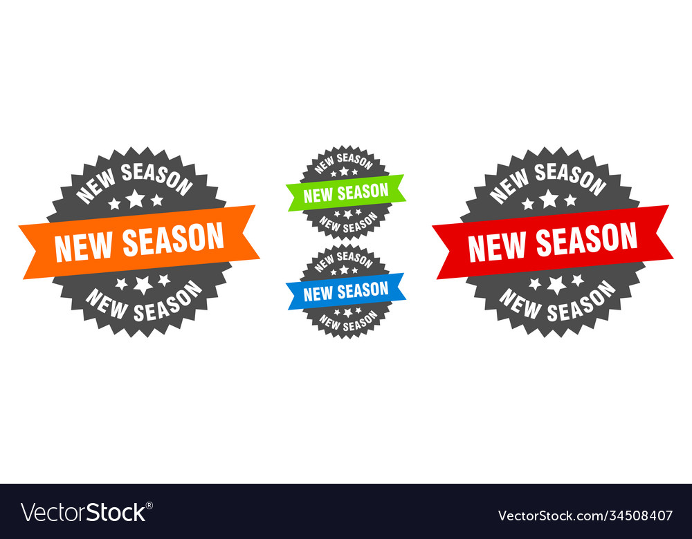 New season sign round ribbon label set seal