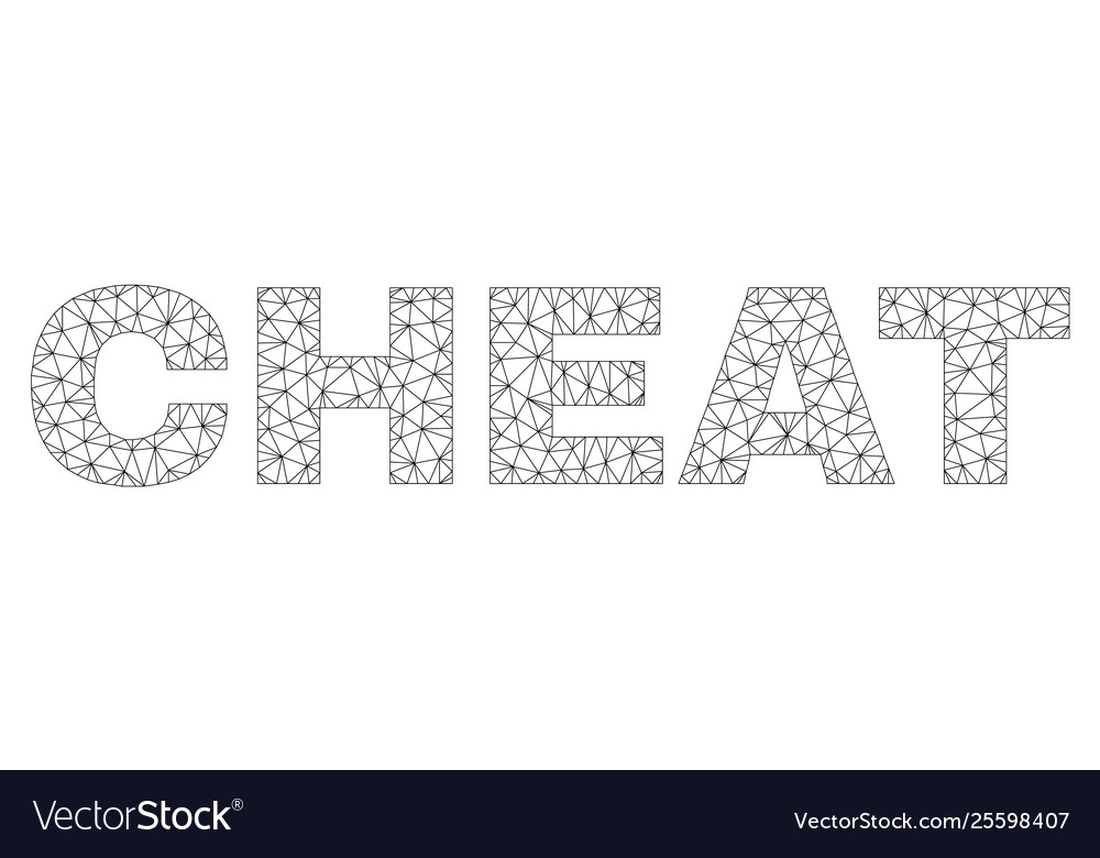 Polygonal 2d cheat text label vector image Polygonal 2d cheat text label