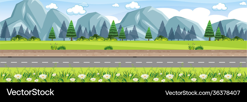 Rural nature road scene Royalty Free Vector Image