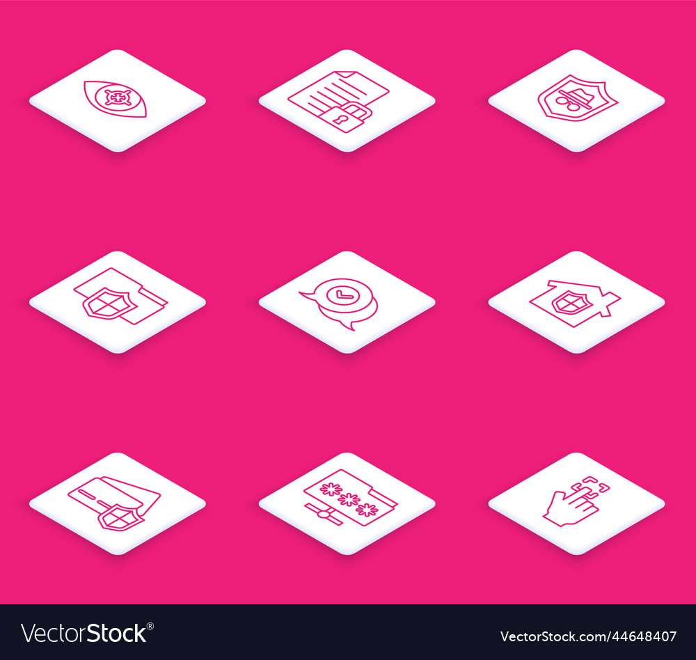 Set line eye scan document and lock incognito vector image Set line eye scan document and lock incognito