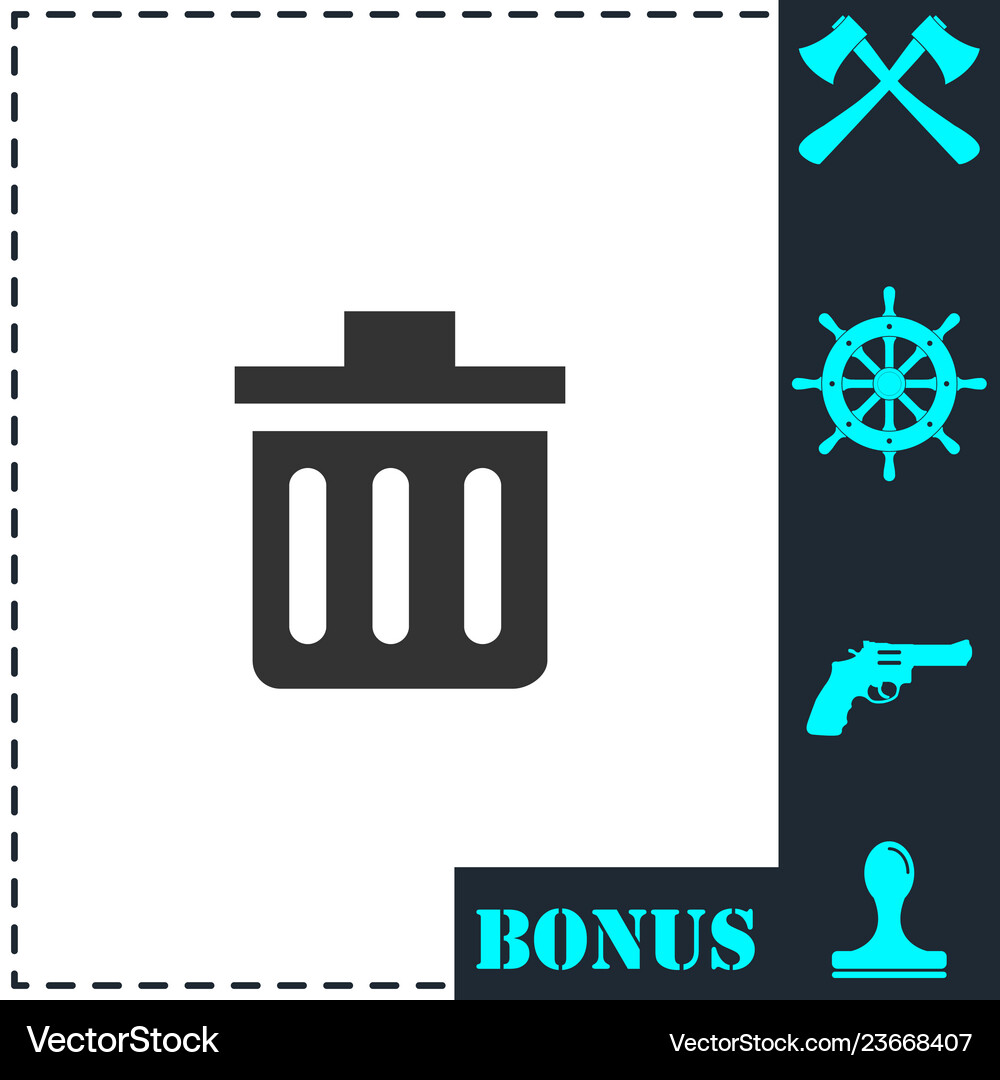 Trash can icon flat Royalty Free Vector Image - VectorStock
