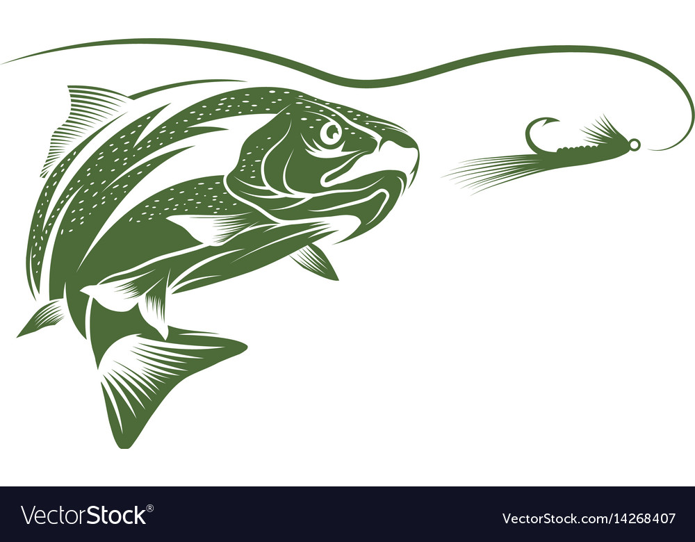 trout fish and lure design template royalty free vector