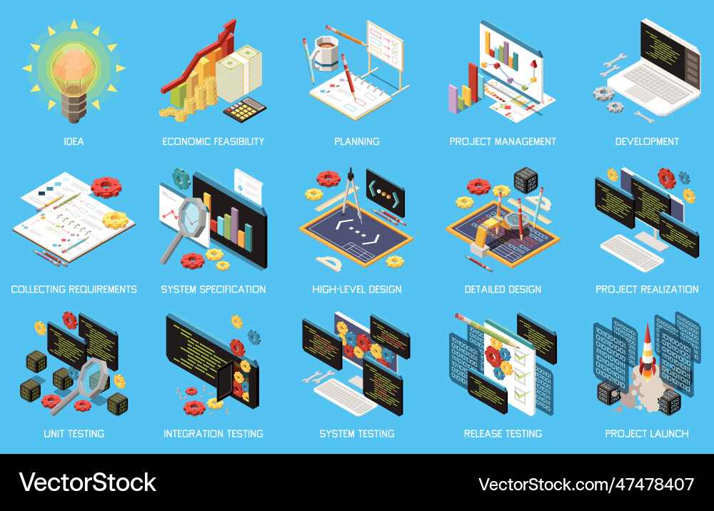 V model isometric compositions Royalty Free Vector Image