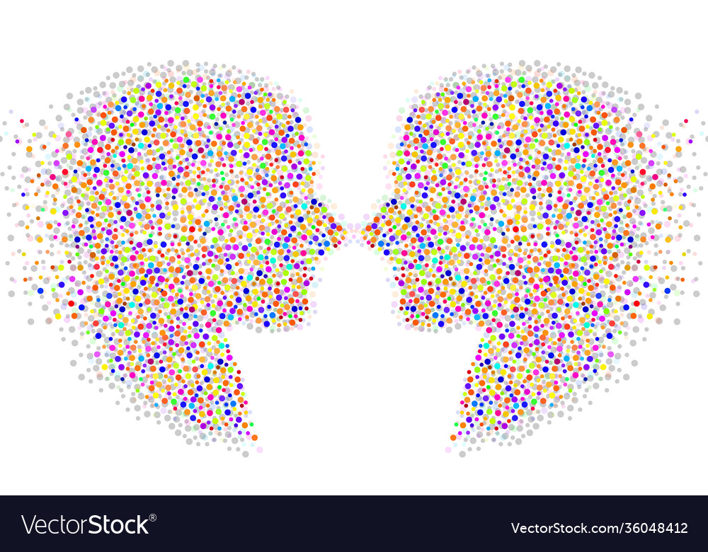 Abstract two silhouette human head with circles Vector Image
