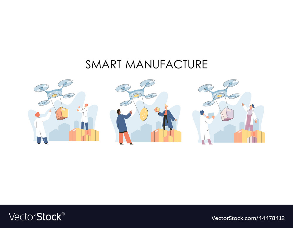 Automation and development of delivery process vector image Automation and development of delivery process