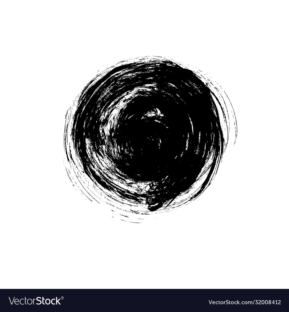 Black paint ink brush stroke circle shape Vector Image