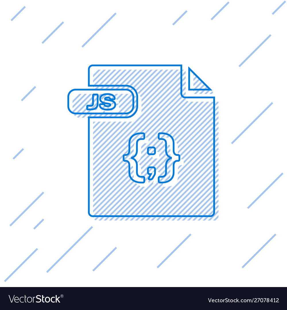 Blue line js file document download button vector image Blue line js file document download button