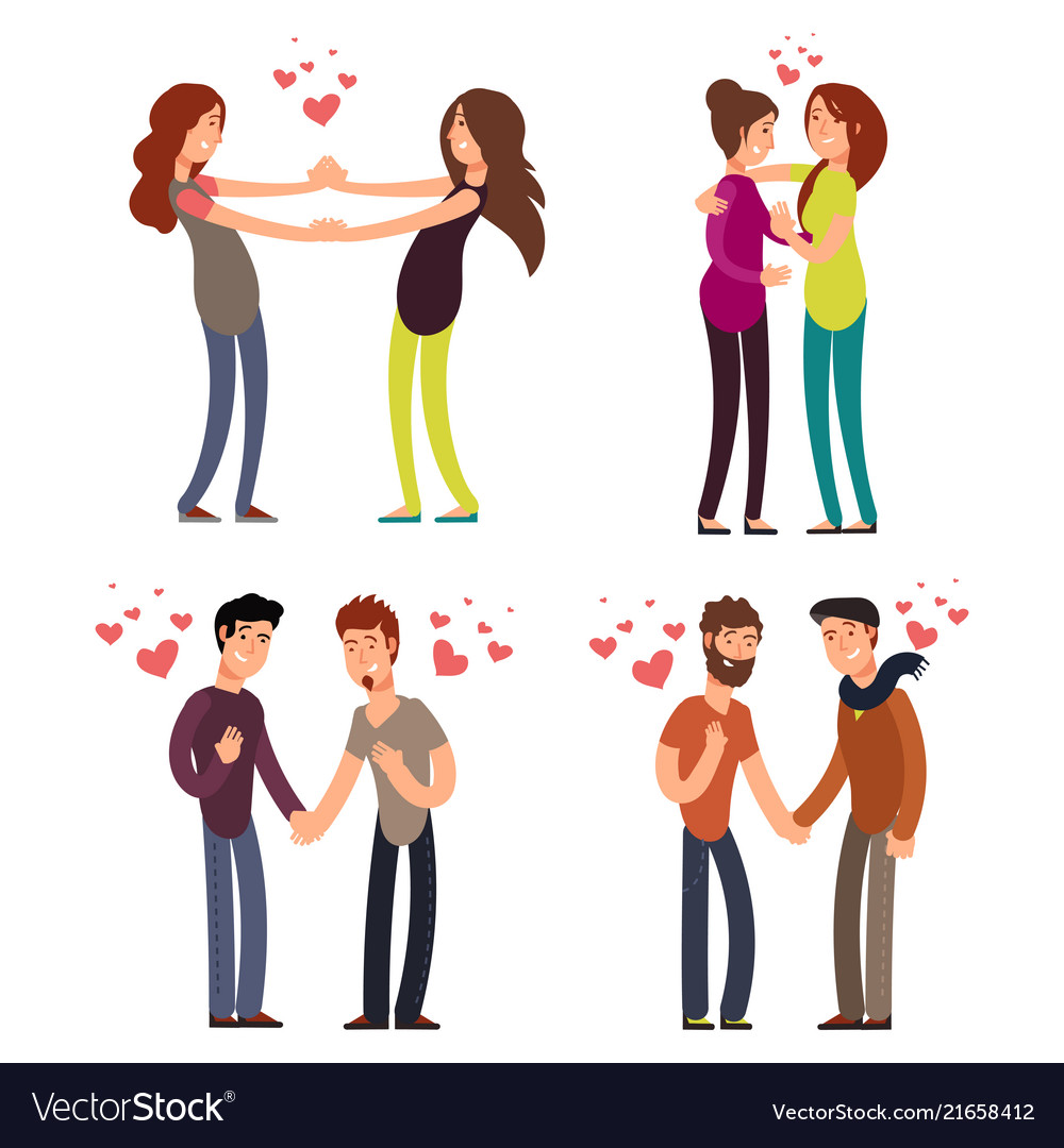 Cartoon character lgbt couple in love Royalty Free Vector