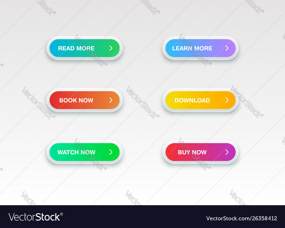 Colorful button set for websites or online usage Vector Image Colorful button set for websites or online usage
