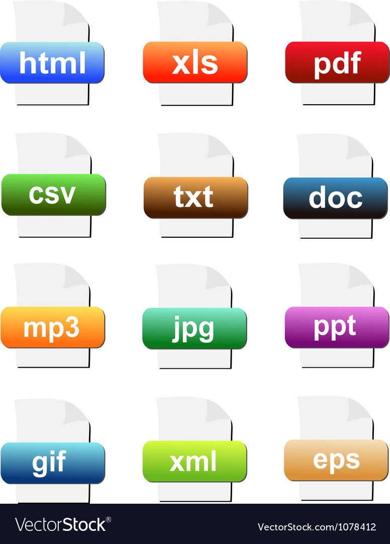 Download File Format Icons Royalty Free Vector Image - VectorStock