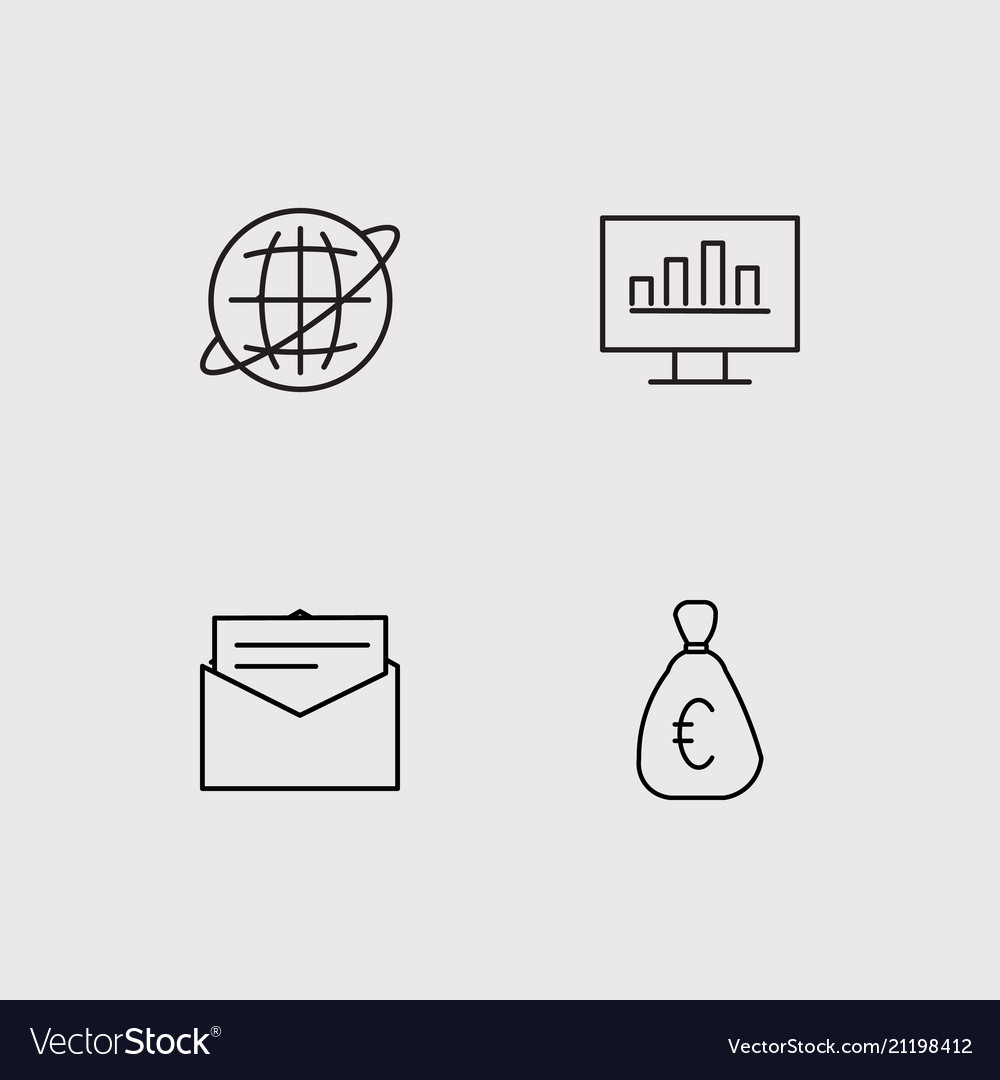 Finance simple linear icons set outlined