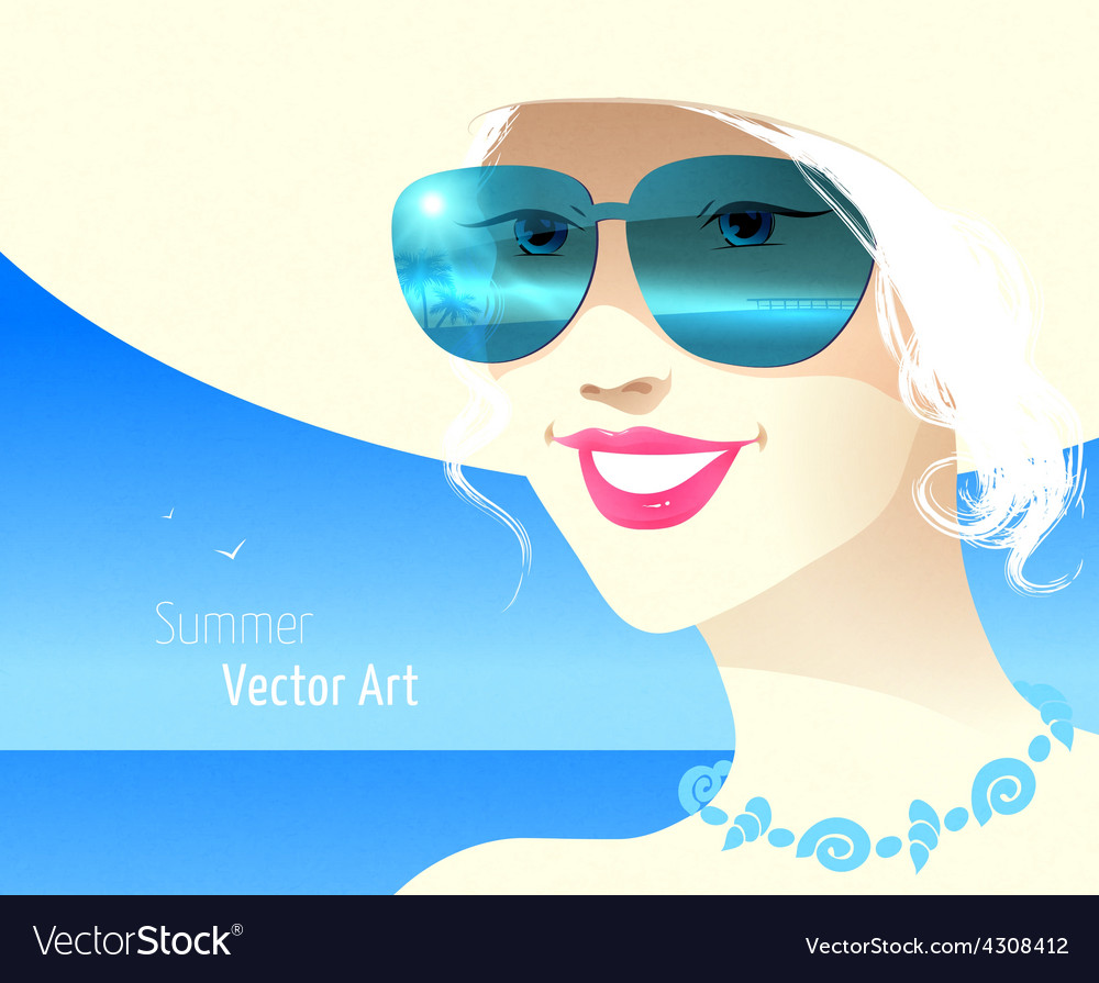 Girl Wearing Sunglasses Royalty Free Vector Image