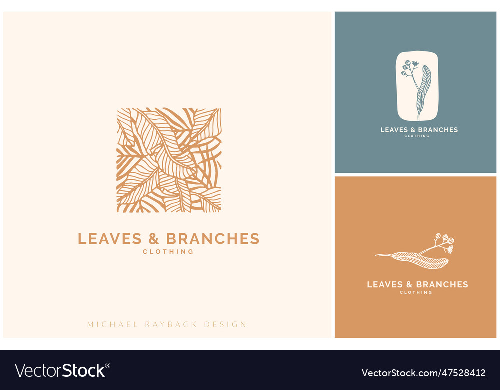 Hand drawn logo design floral logo design Vector Image