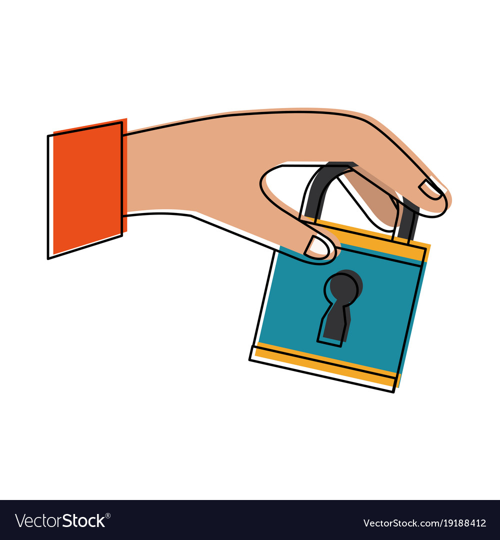 Hand with padlock